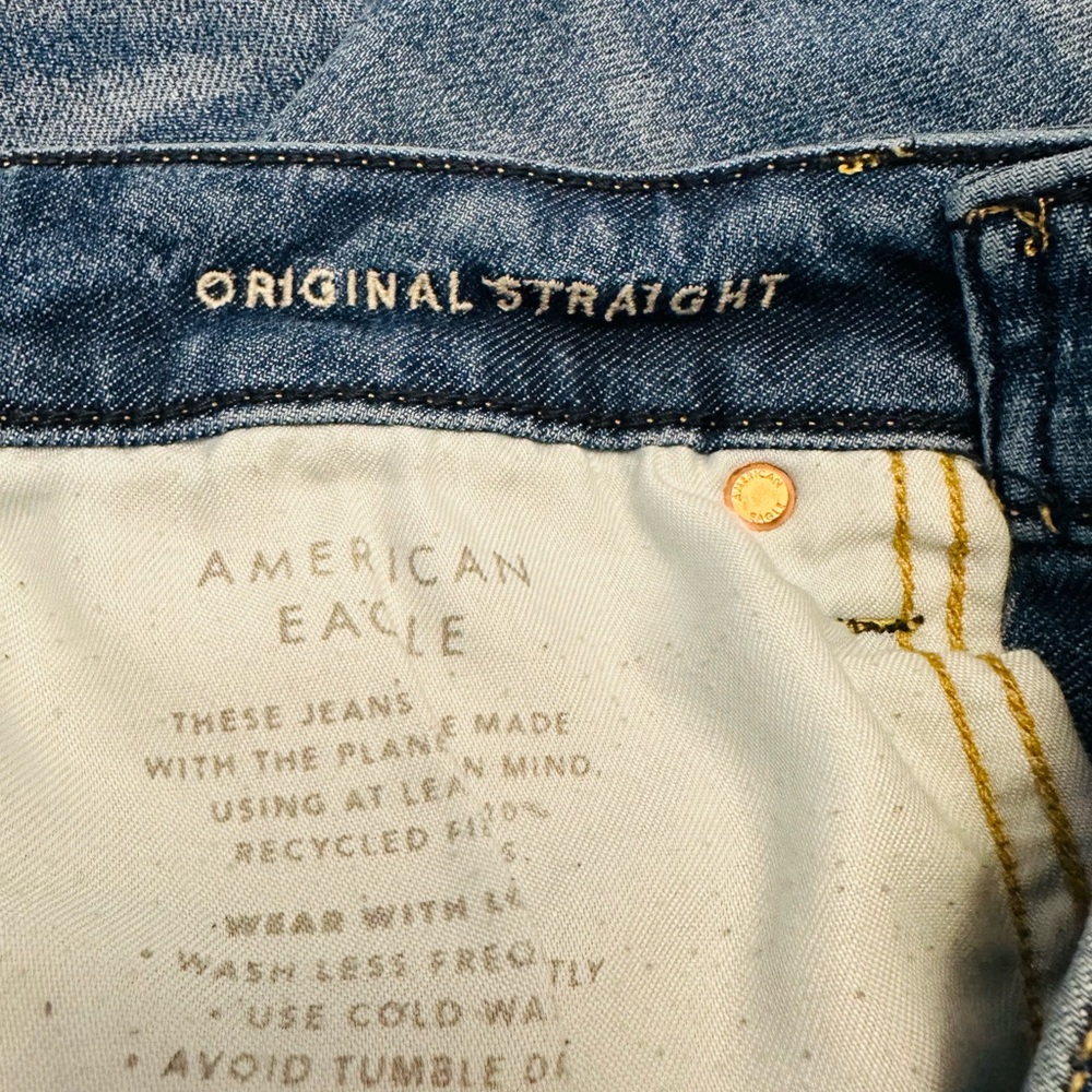 American Eagle Straight Denim Jeans Bundle - Light & Dark Wash Pair Mens 31x32 - Picture 14 of 15
